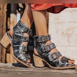 OG Freebird by Steven Quail Size 6 Black Multi Croco EUC HTF